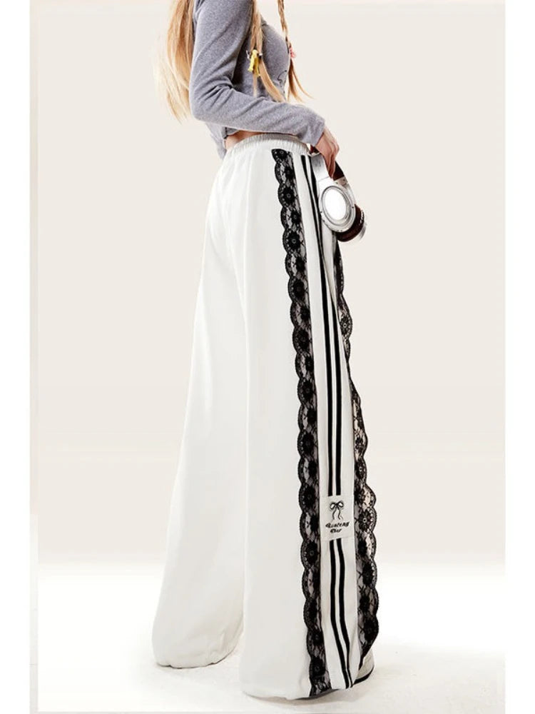 Ribbon Edge Lace Track Pants