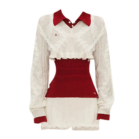 Edgy Academia Fuzzy Sweater Set