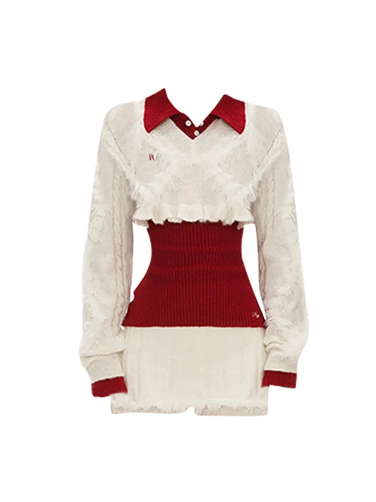 Edgy Academia Fuzzy Sweater Set