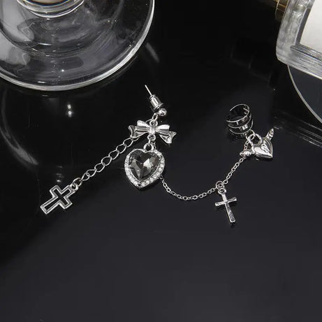 Gothic Heart Chain Drop Earrings