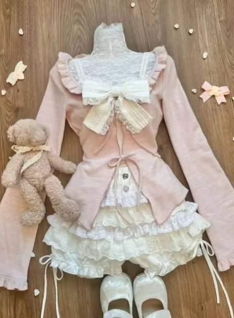 Dark Doll Bow-Knit Outfit Set