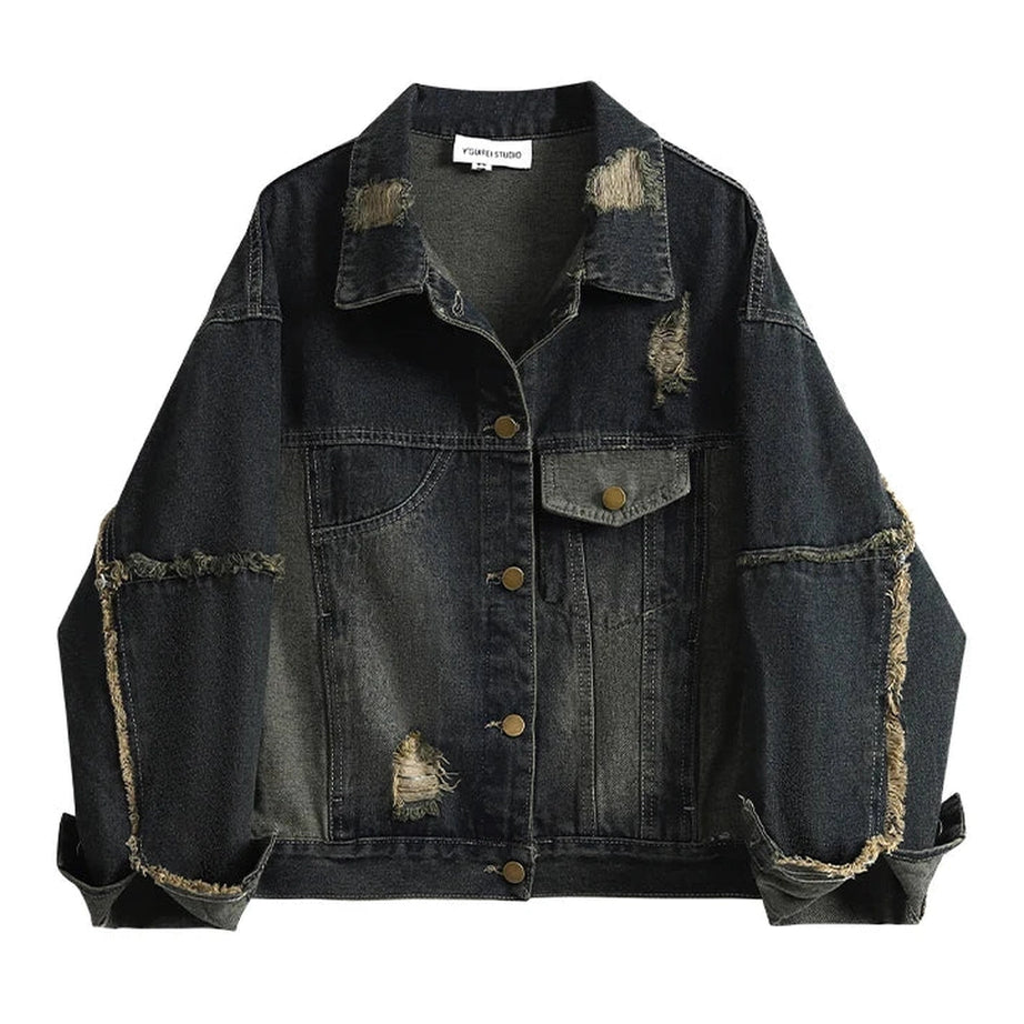 Y2k Distressed Midnight Denim Jacket