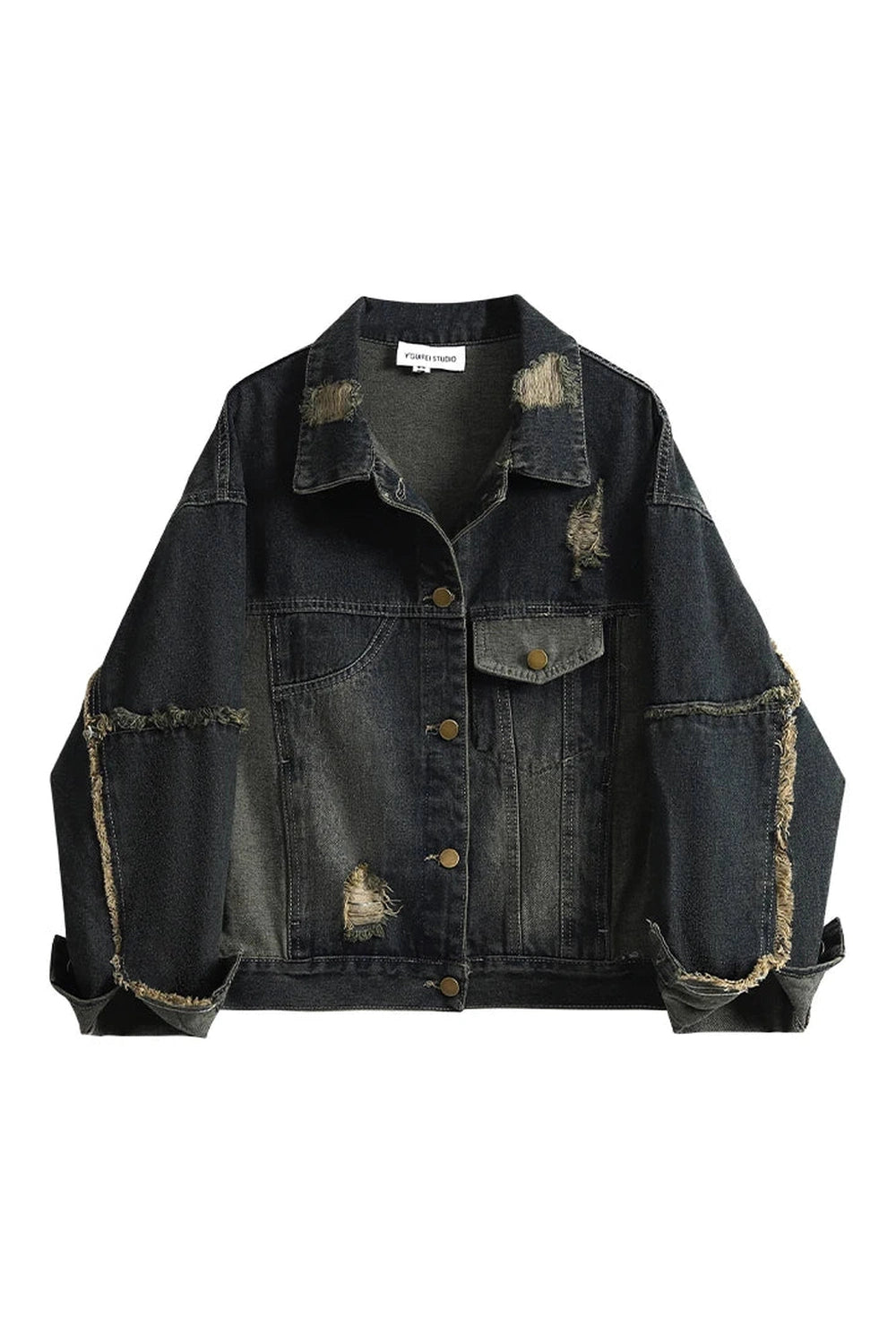 Y2k Distressed Midnight Denim Jacket