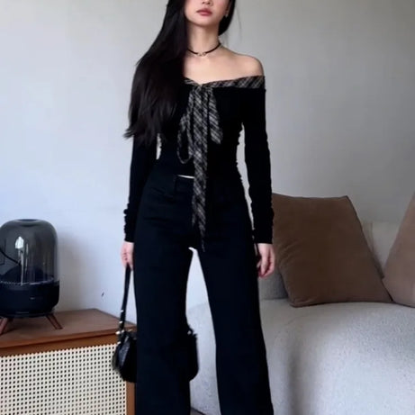 Plaid Promise Off-Shoulder Top