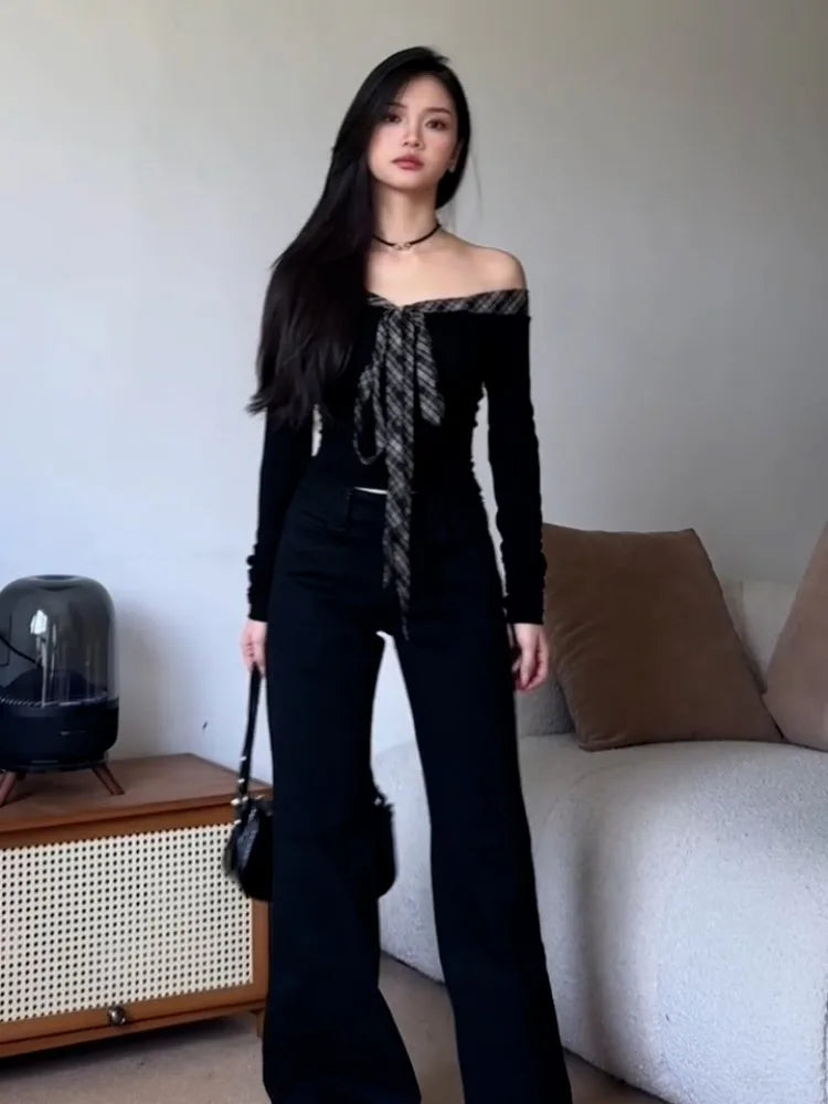 Plaid Promise Off-Shoulder Top