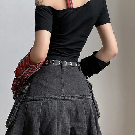 Punk Plaid Star Crop Top