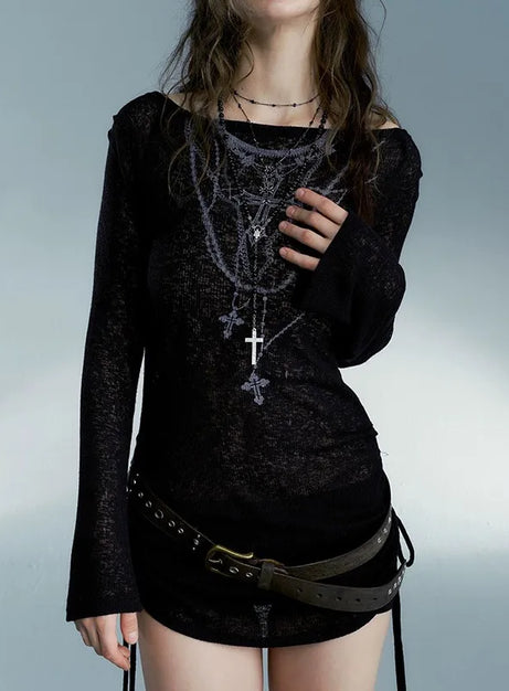 Dark Crucifix Long Sleeve Top