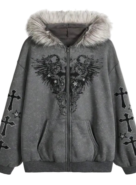 Fallen Grace Cross Zip Hoodie
