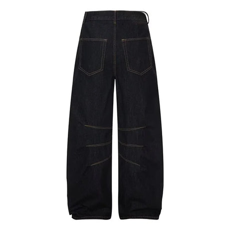 Dark Stitch Detail Balloon Wide Leg Jeans