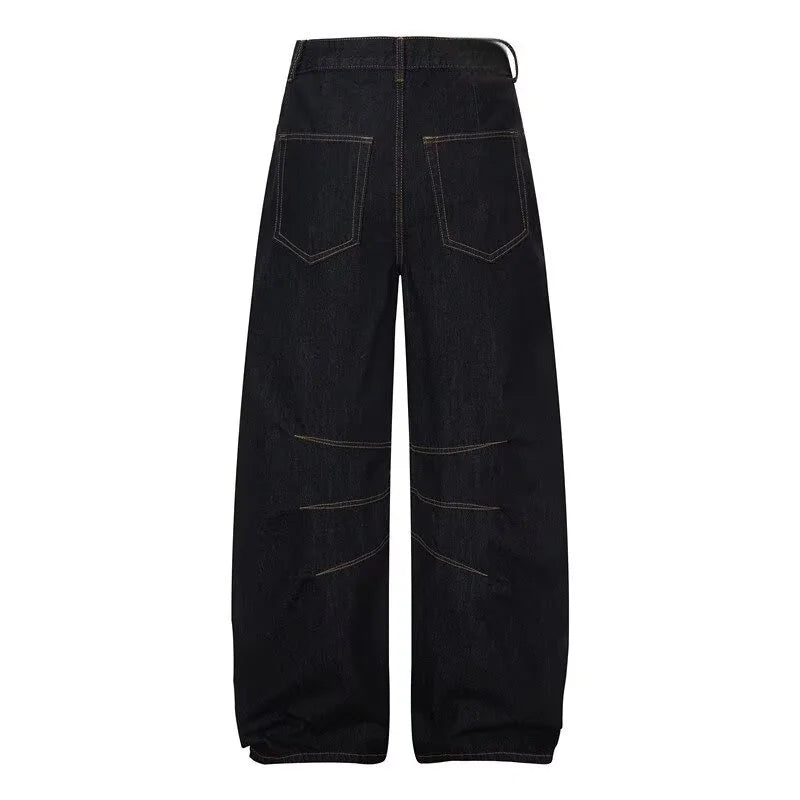 Dark Stitch Detail Balloon Wide Leg Jeans