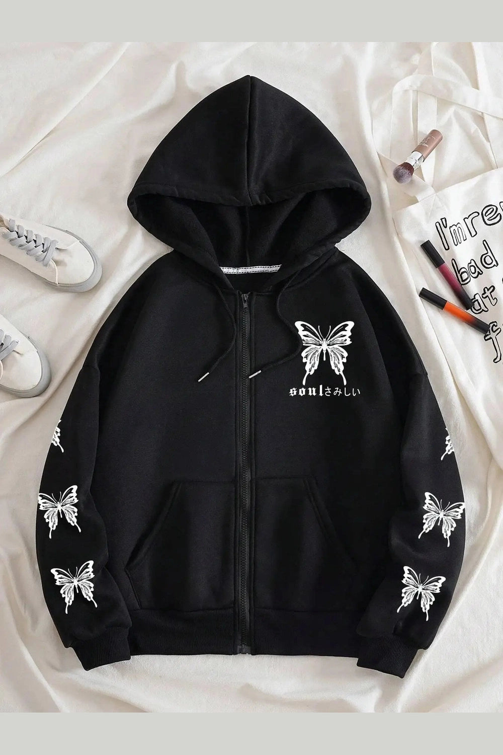 Gothic Butterfly Zip-Up Hoodie