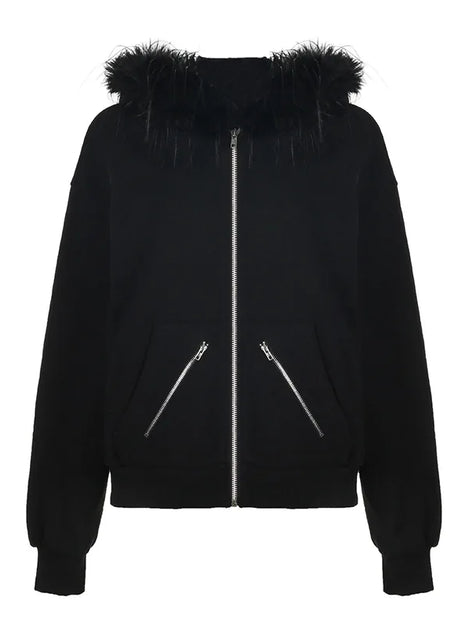 Y2k fuskpälskrage Gothic hoodie