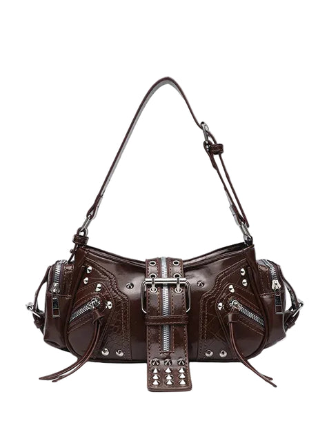 Riot Buckle Studded Shoulder Bag