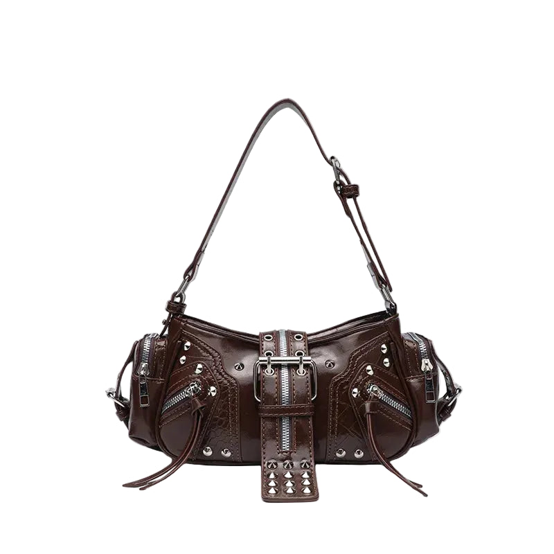 Riot Buckle Studded Shoulder Bag