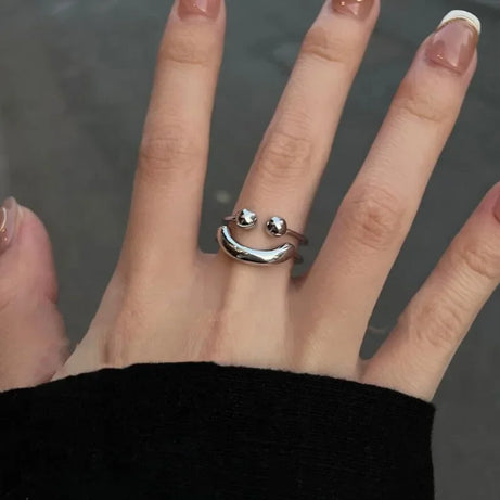 Silver Smiley Open Ring