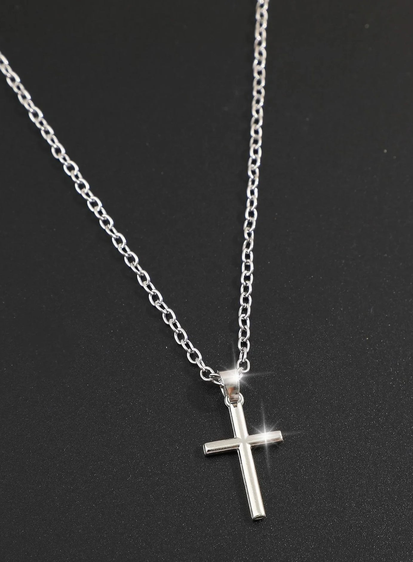 Crystal Rose Gothic Cross Necklace