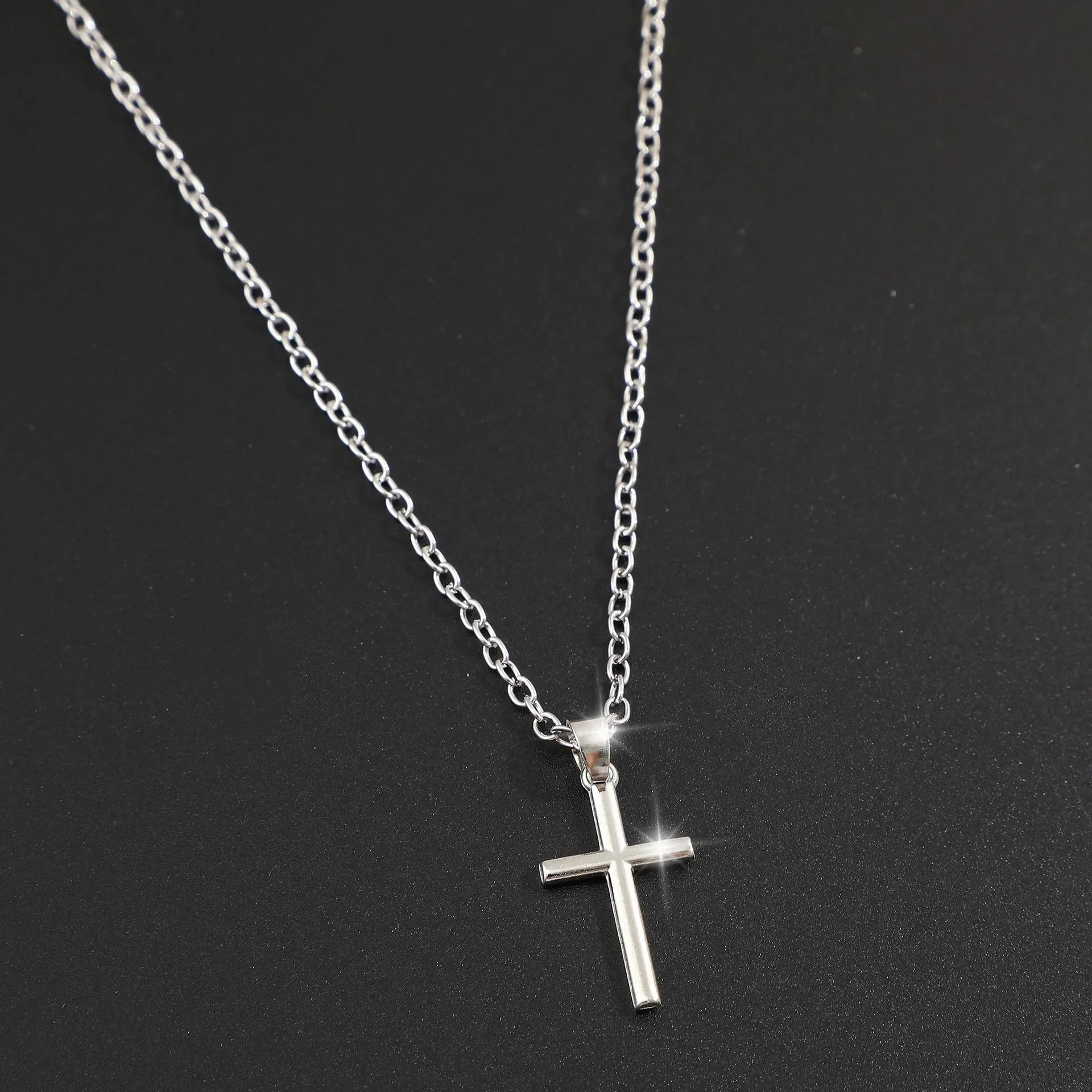 Crystal Rose Gothic Cross Necklace