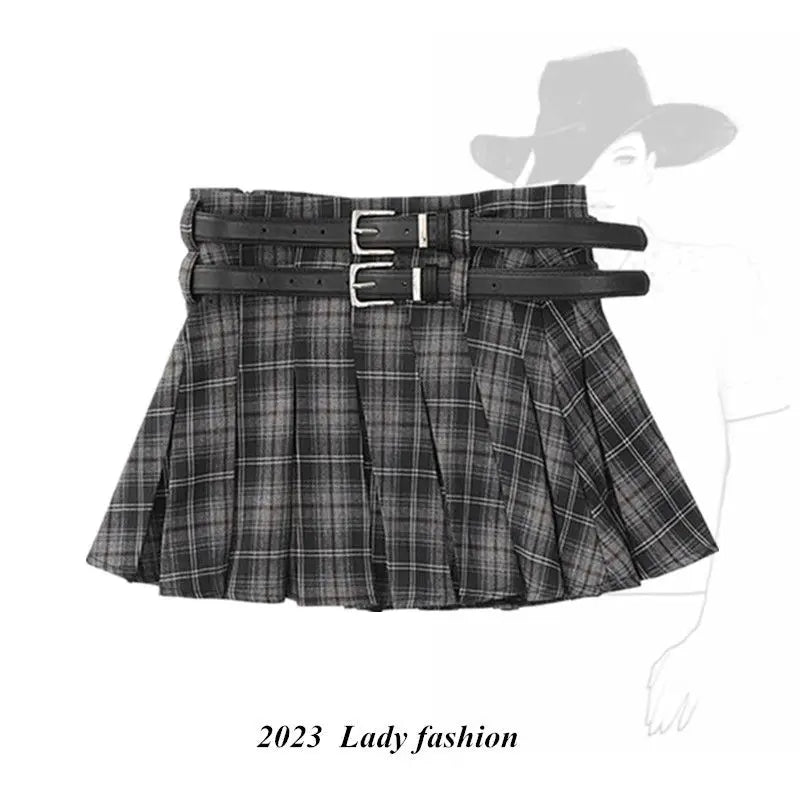 Mocha Grunge Pleated Skirt