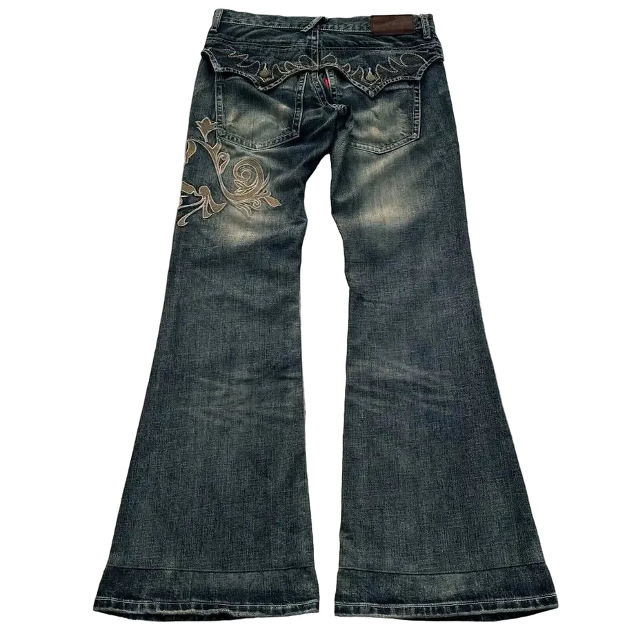 Embroidered Vintage Flare Jeans