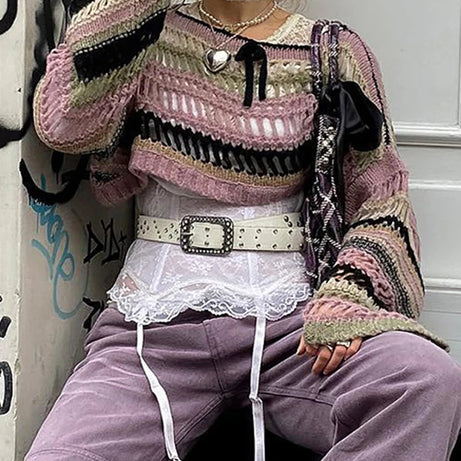 Shattered Lace Knit Sweater