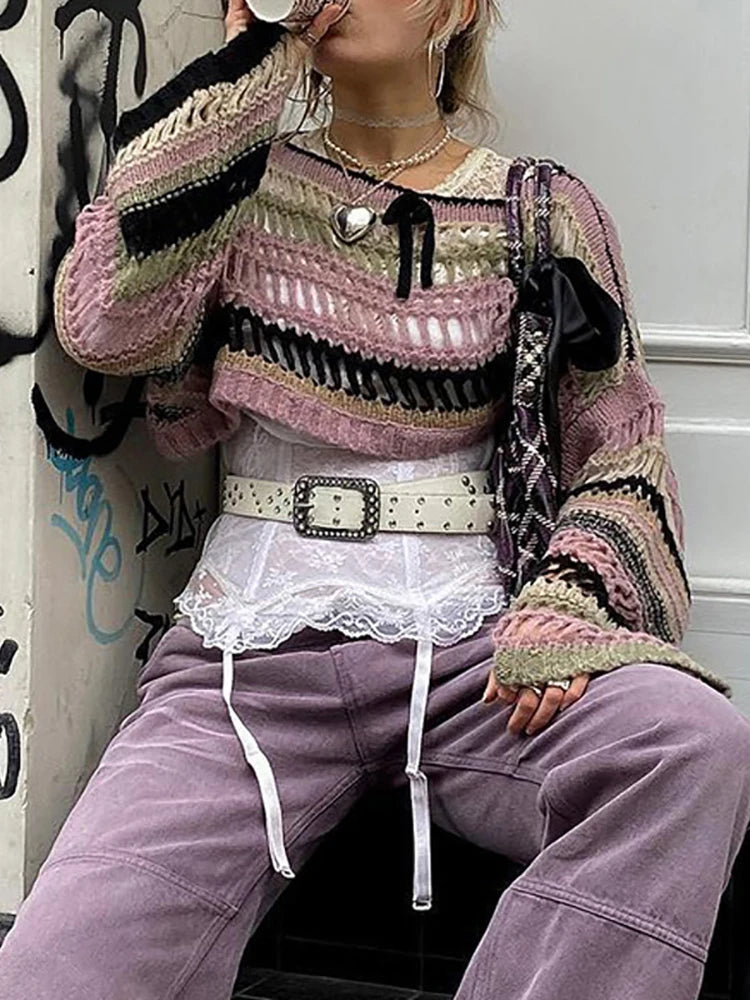 Shattered Lace Knit Sweater