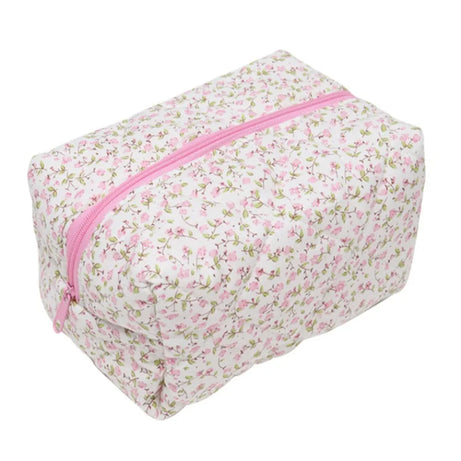 Floral Bloom Quilted Makeup Bag