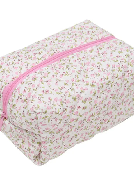 Floral Bloom Quilted Makeup Bag