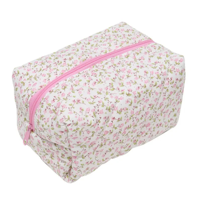 Floral Bloom Quilted Makeup Bag