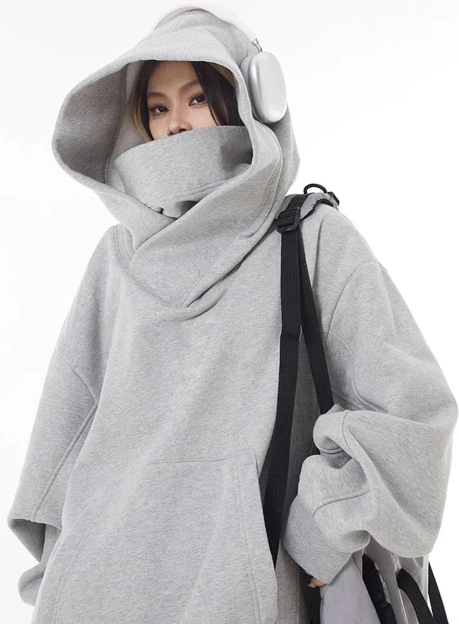Oversized Futuristic Hooded Sweatshirt