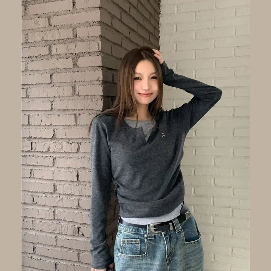 Minimalist Split Neck Layered Top