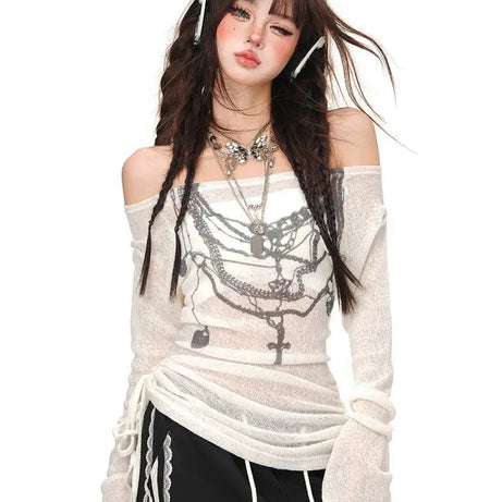 Chains of Midnight Off-Shoulder Top