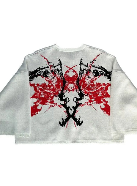 Schwarzer Pullover mit Metallflammen-Grafik