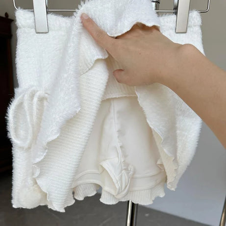 Fluffy Pom-Pom Mini Skirt