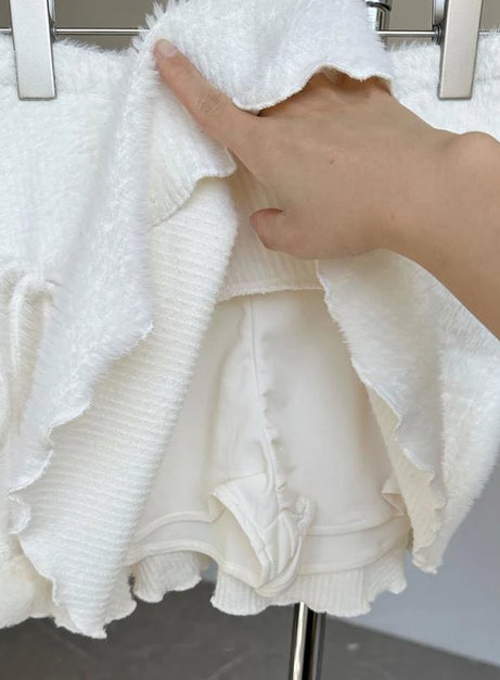 Fluffy Pom-Pom Mini Skirt