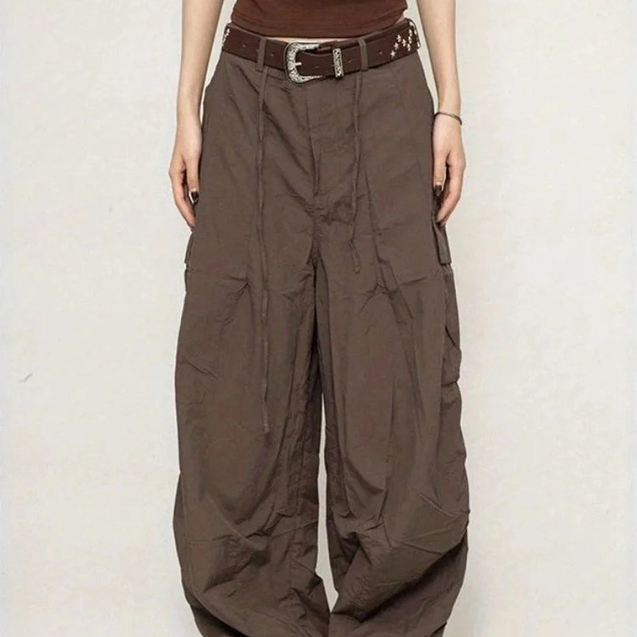 Chocolate Brown Parachute Cargo Pants