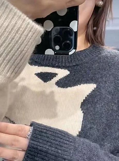 Monochrome Feline Dream Sweater