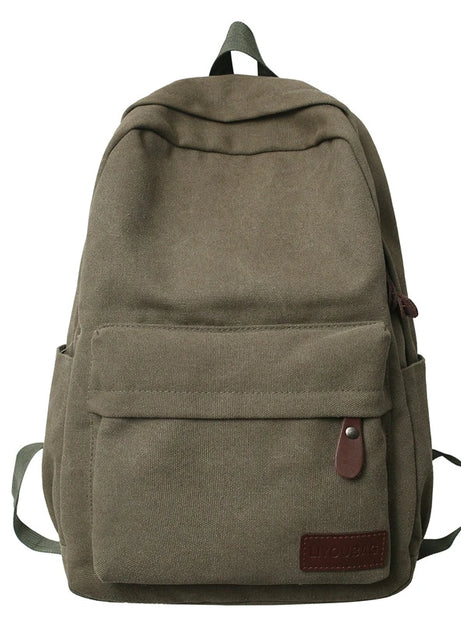 Klassisk sandfärgad canvasryggsäck