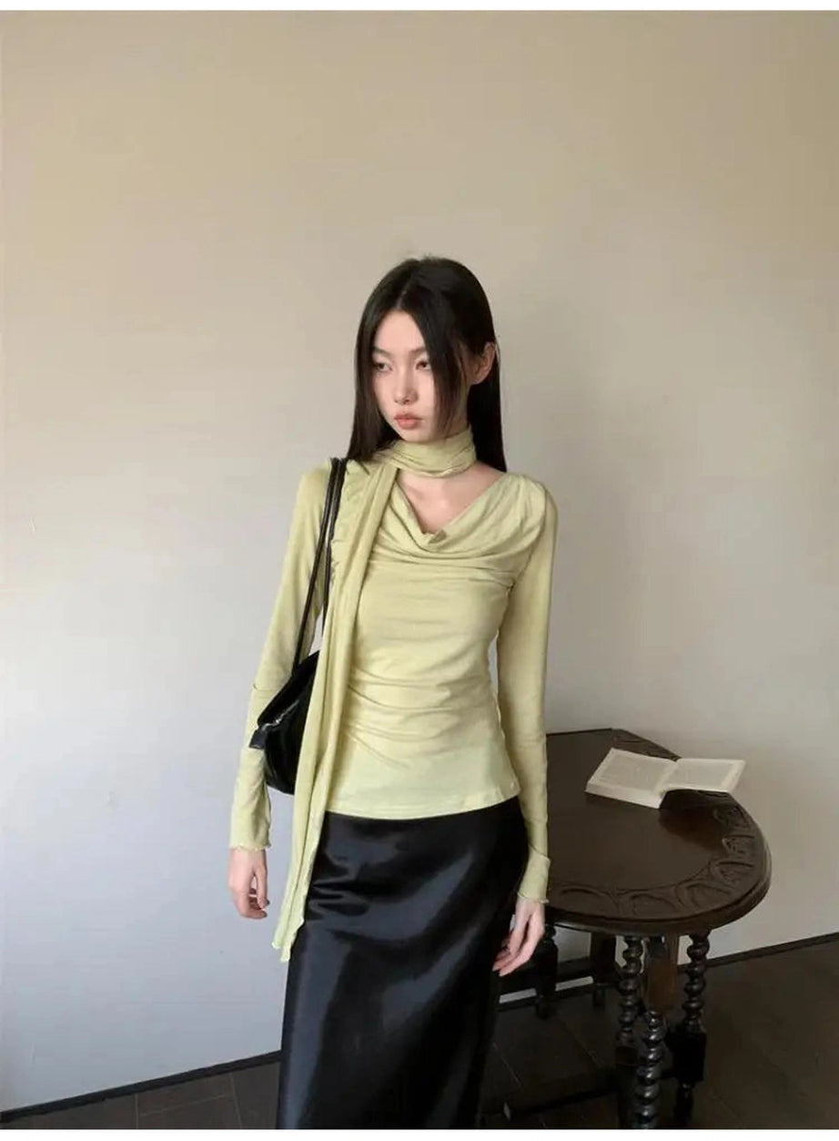 Asymmetrical Drape Neck Top