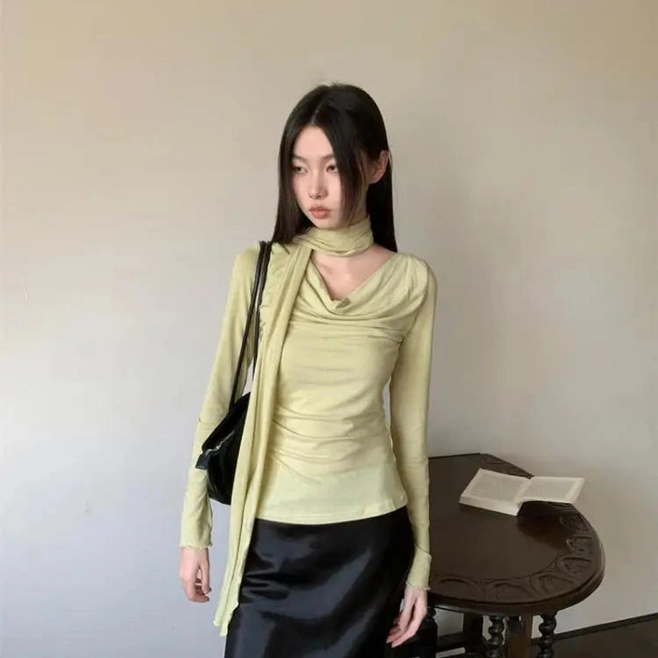 Asymmetrical Drape Neck Top
