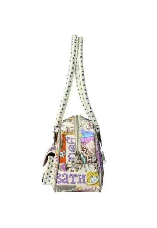 Y2K Youth Manga Print Boston Bag with Star Handles