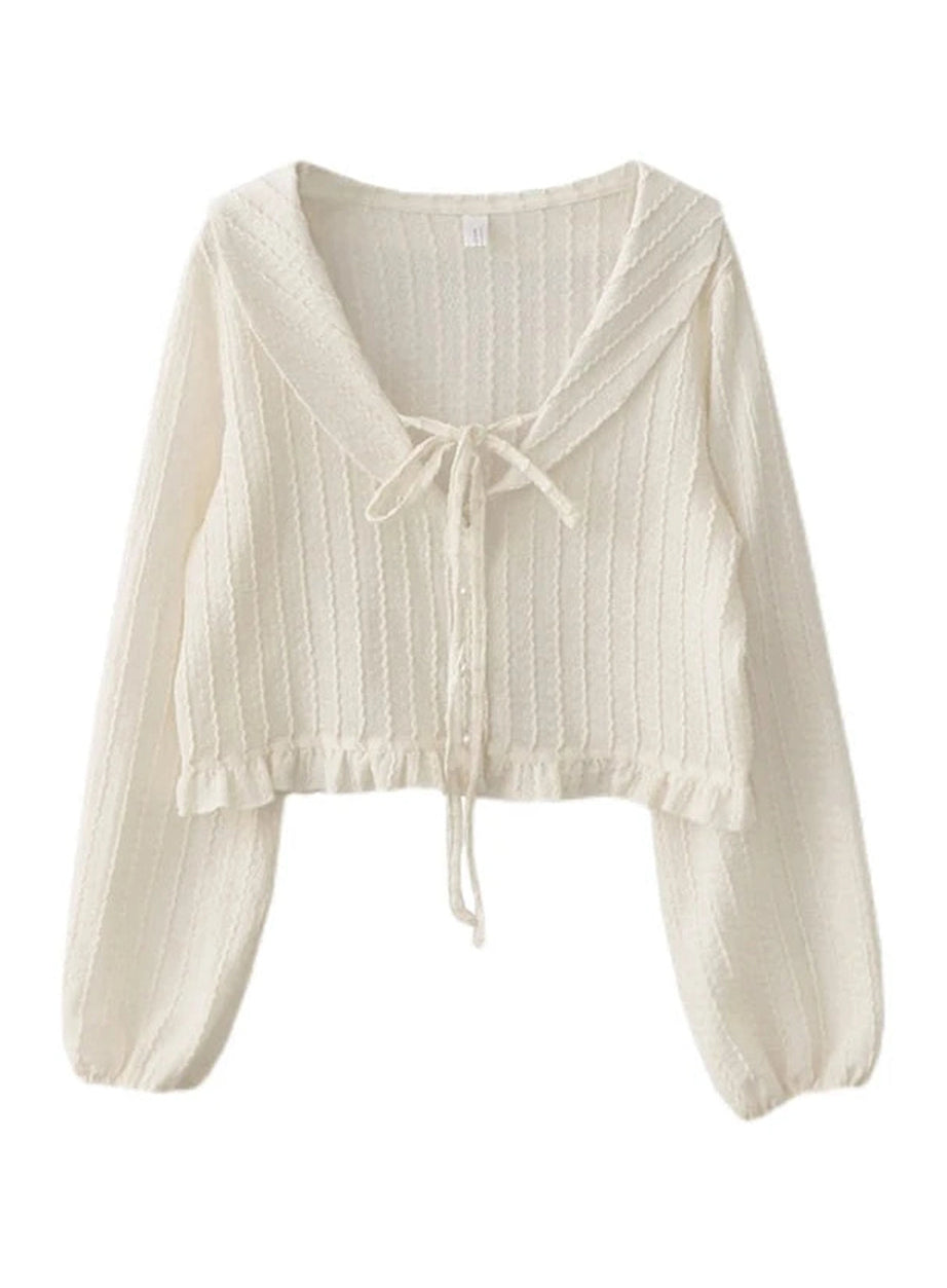 Y2k Ribbon Charm Cropped Blouse