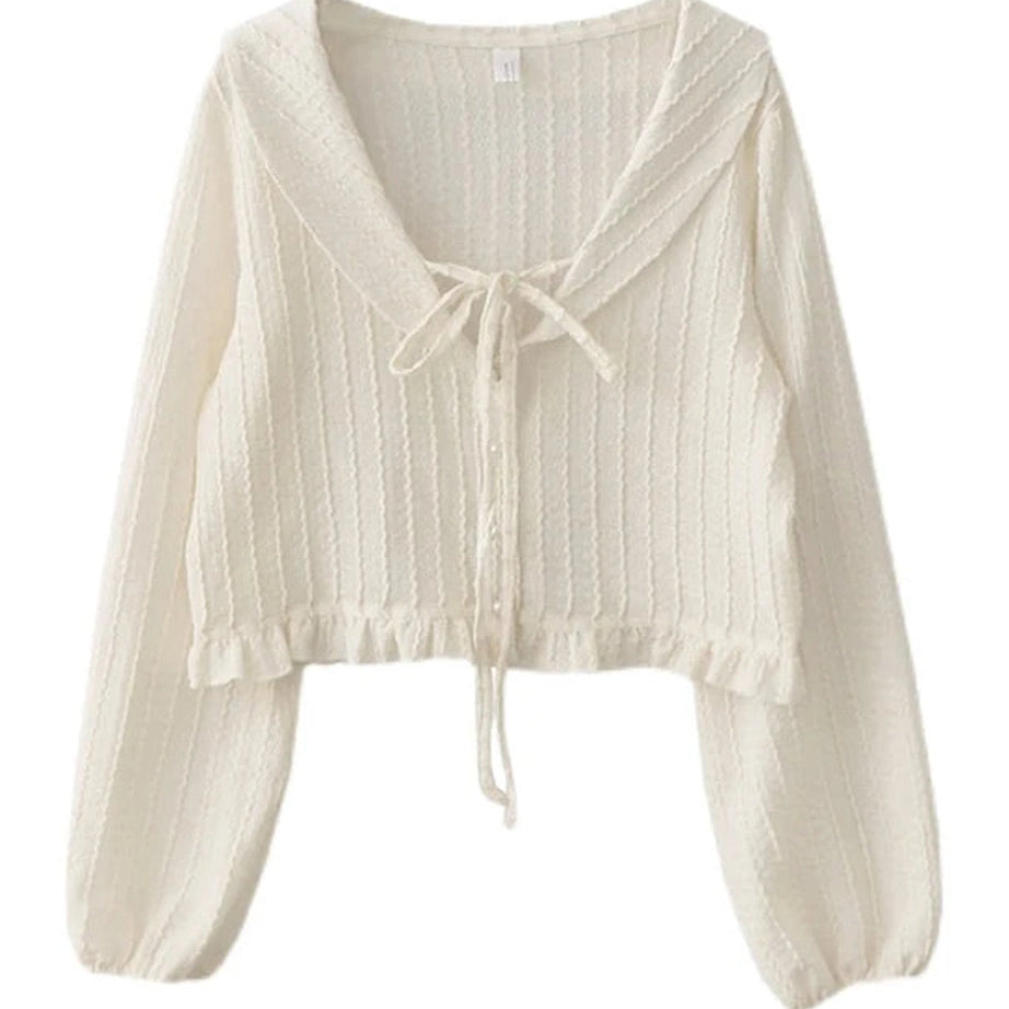 Y2k Ribbon Charm Cropped Blouse