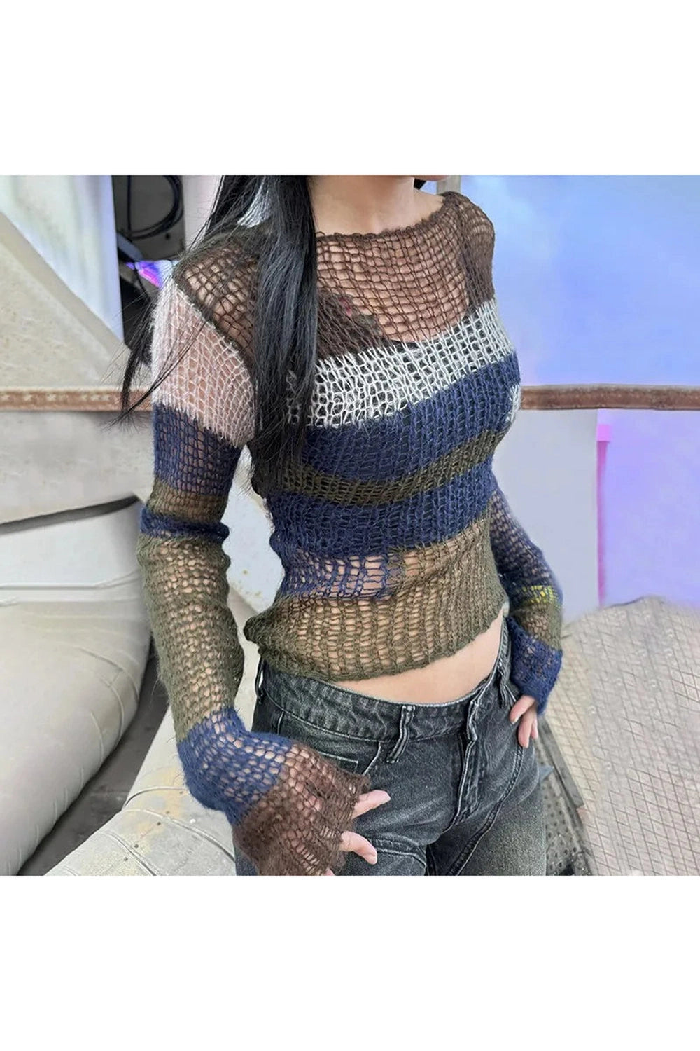 Urban Grunge Mesh Knit Sweater