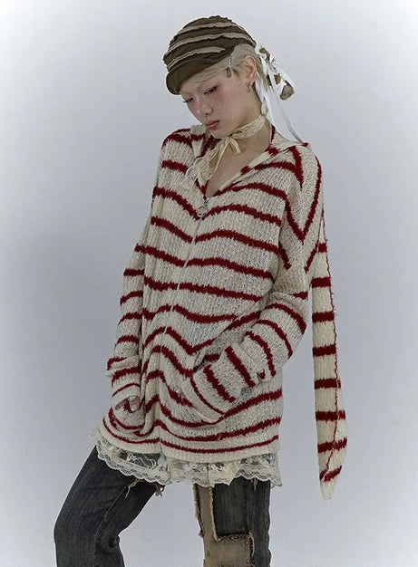 Striped Bunny Zip Hoodie