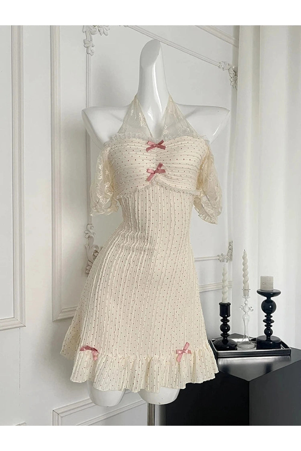 Y2k Lace Trimmed Cottagecore Mini Dress