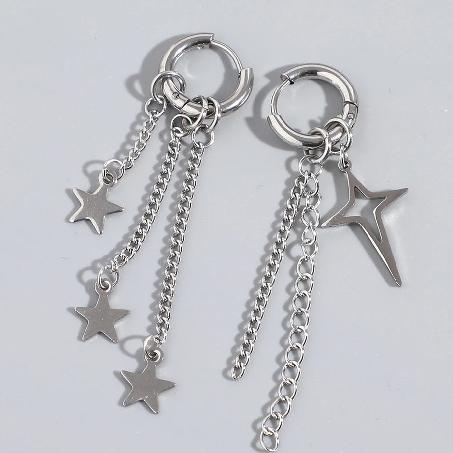 Star Chain Dangling Earrings