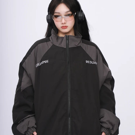 Two-Tone Oversized Windbreaker Jacket