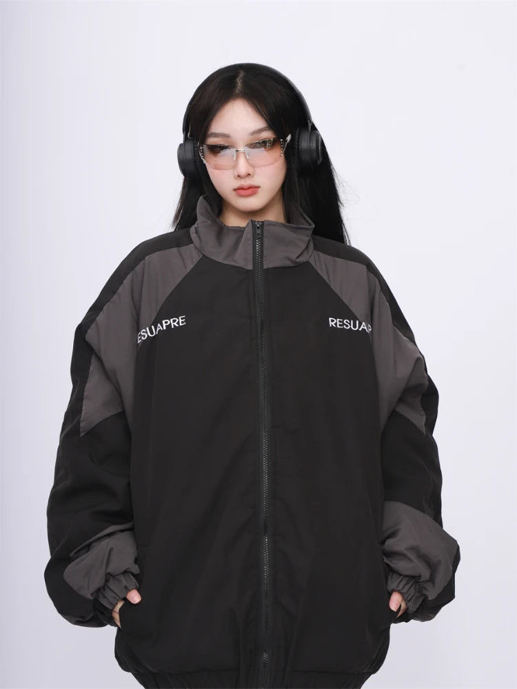 Two-Tone Oversized Windbreaker Jacket