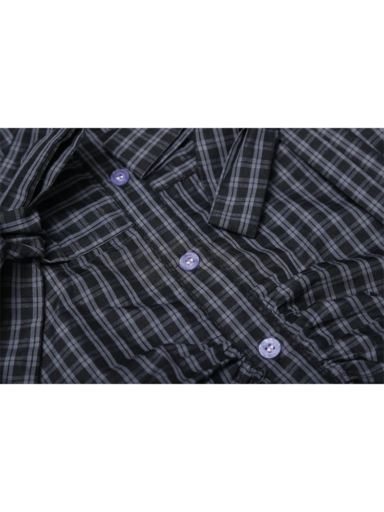 Plaid Bow Accent Shirt