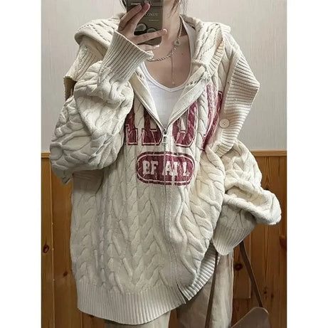 Vintage Slouch Knit Zip-Up Sweater